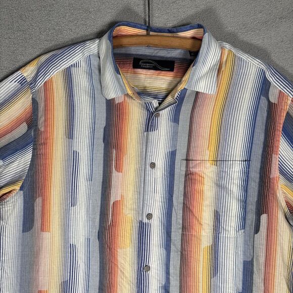 Jhane Barnes Frequency Shirt Men’s Size XL Cotton Blue Orange White Geometric - Picture 2 of 16